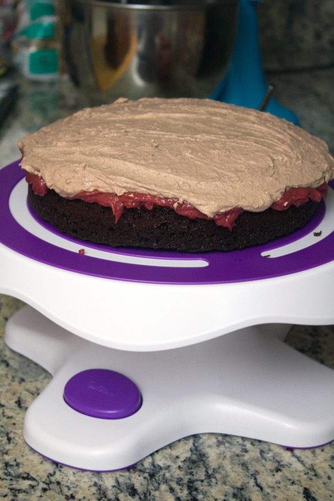 Chocolate Layer Cake with Raspberry Curd and Chocolate Whipped Cream