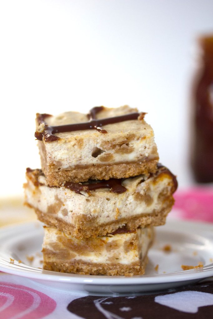 Cinnamon Bun Oreo Cheesecake Bars -- These Cheesecake Bars use Cinnamon Bun Oreo Cookies in the cookie crust and and the cheesecake filling | wearenotmartha.com