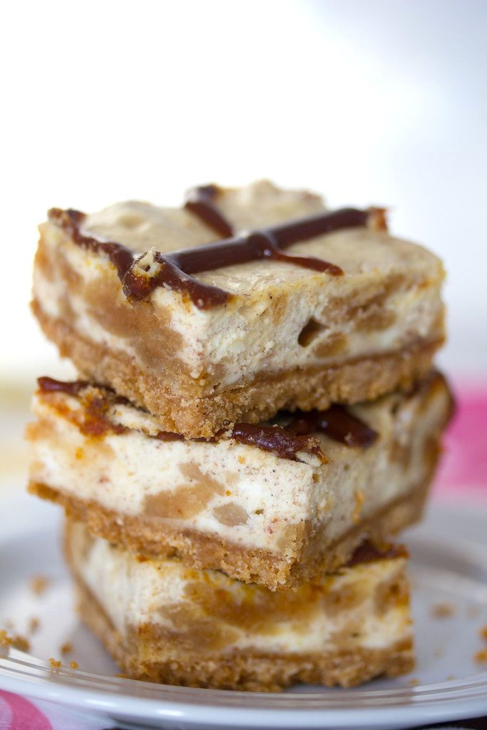 Cinnamon Bun Oreo Cheesecake Bars -- These Cheesecake Bars use Cinnamon Bun Oreo Cookies in the cookie crust and and the cheesecake filling | wearenotmartha.com