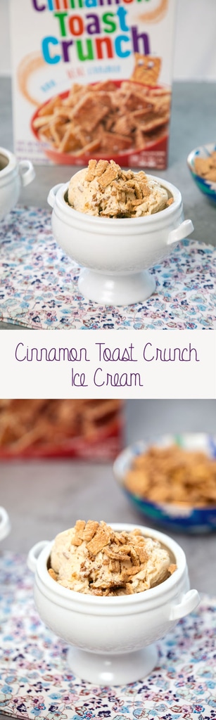 Cinnamon Toast Crunch Ice Cream -- Everyone loves a bowl of Cinnamon Toast Crunch, but even better? A bowl of Cinnamon Toast Crunch Ice Cream! This easy-to-make recipe has all the elements of your favorite breakfast cereal including the crunch | wearenotmartha.com