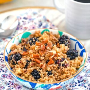 Cinnamon and Blackberry Breakfast Quinoa -- Quinoa for breakfast? It's not as weird as you think! This Cinnamon and Blackberry Breakfast Quinoa will keep you full and satisfied all morning long. Not to mention, it's a delicious way to start your day | wearenotmartha.com