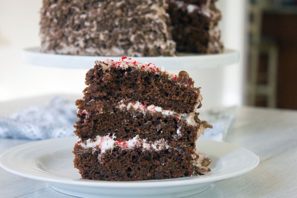 Cocoa Pebbles Peppermint Marshmallow Layer Cake | wearenotmartha.com