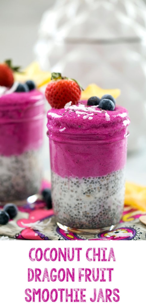 Coconut Chia Dragon Fruit Smoothie Jars