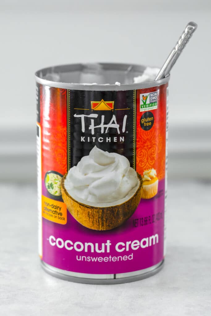 Head-on view of a can of coconut cream