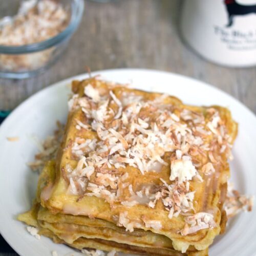 If you have a love for coconut, these Coconut Waffles with Vanilla Coconut Glaze are for you! They're even topped with toasted coconut and are the best reason to get out of bed in the morning!