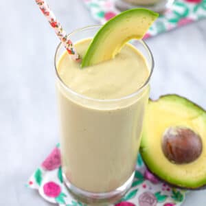 Coffee Avocado Milkshake -- You might think using avocado in a milkshake sounds strange, but this coffee avocado milkshake is the creamiest, most delicious way to get your morning caffeine boost | wearenotmartha.com