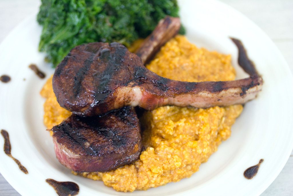 Coffee Rubbed Lamb Chops with Pumpkin Cinnamon Polenta -- A weekend or weeknight meal that's way easier than it looks | wearenotmartha.com