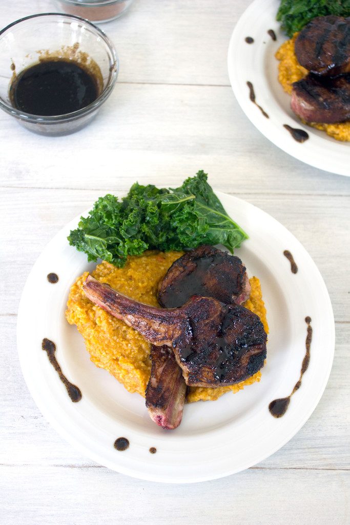 Coffee Rubbed Lamb Chops with Pumpkin Cinnamon Polenta -- A weekend or weeknight meal that's way easier than it looks | wearenotmartha.com