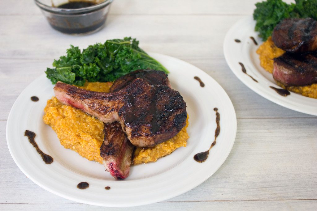 Coffee Rubbed Lamb Chops with Pumpkin Cinnamon Polenta -- A weekend or weeknight meal that's way easier than it looks | wearenotmartha.com