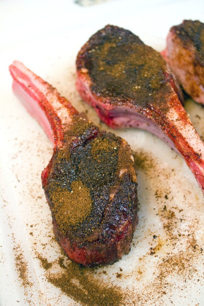 Coffee Rubbed Lamb Chops with Pumpkin Cinnamon Polenta -- A weekend or weeknight meal that's way easier than it looks | wearenotmartha.com