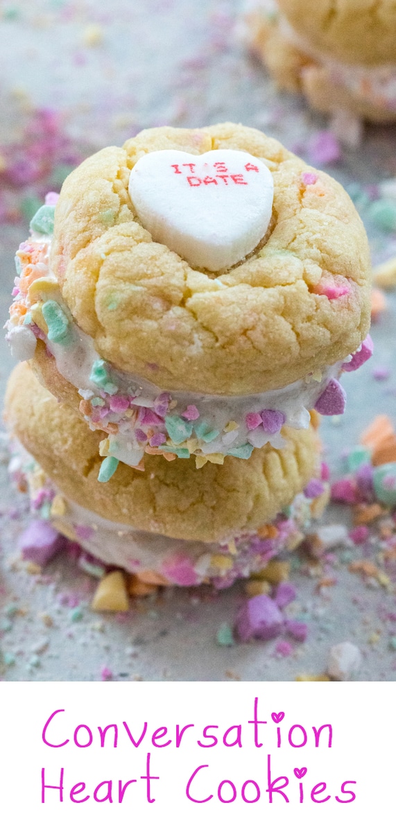 Conversation Heart Cookies with Marshmallow Fluff