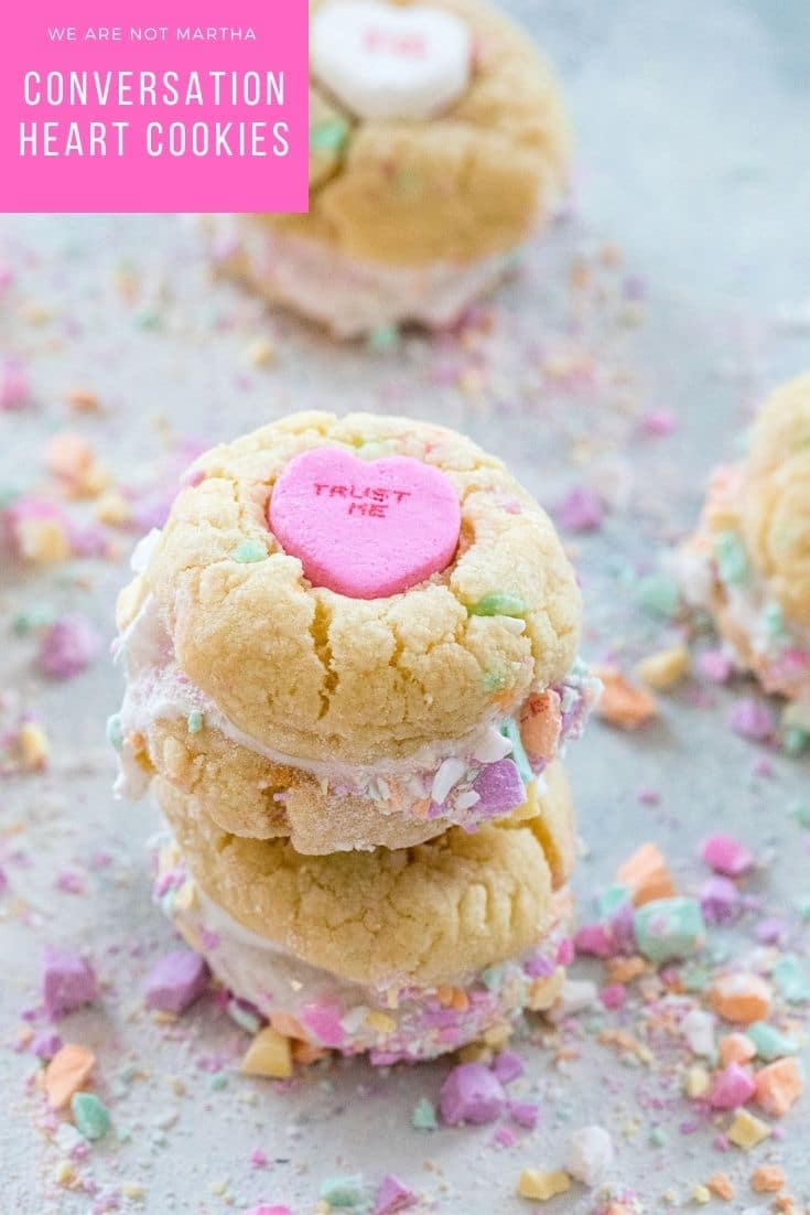 Conversation Heart Cookies with Marshmallow Fluff