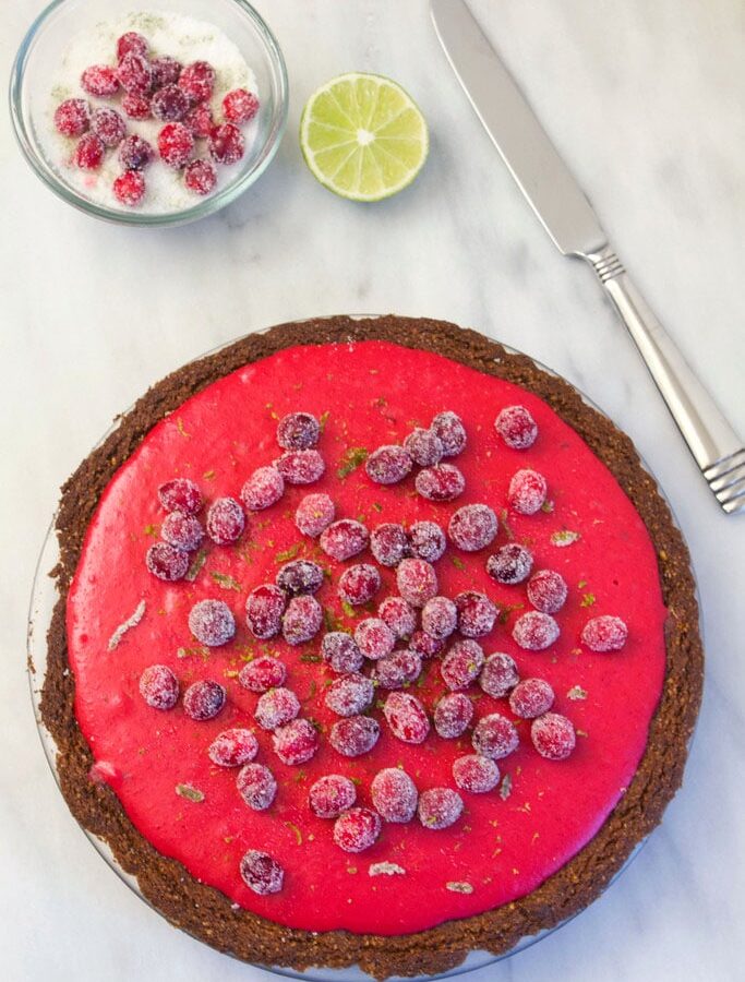 Cranberry-Lime Pie -- The perfect addition to your holiday table, this Cranberry-Lime Pie is the ideal combination of sweet and tart. Whether you serve it on Thanksgiving or Christmas, your guests will love it | wearenotmartha.com