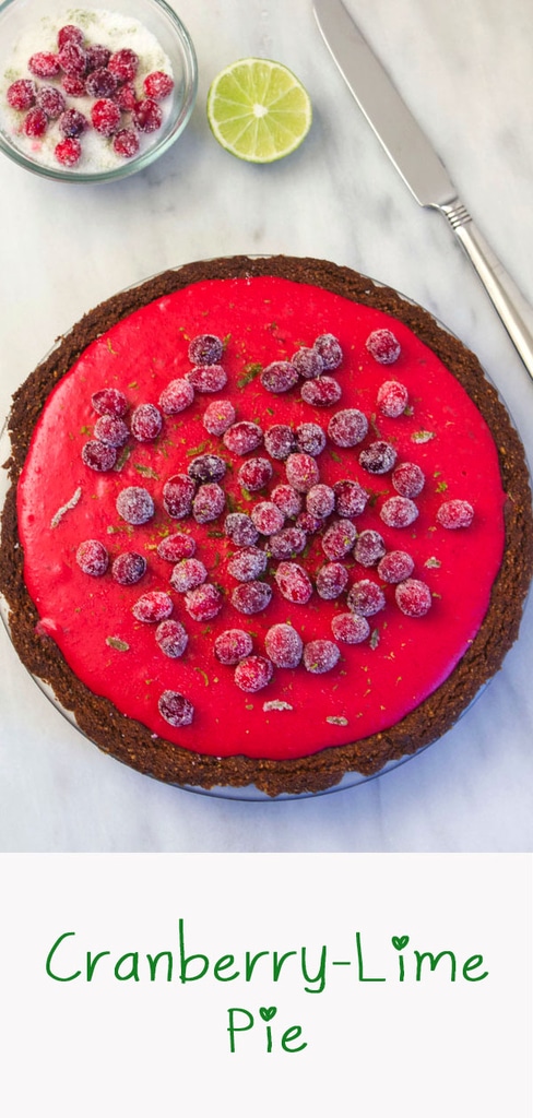 Cranberry Lime Pie -- The perfect addition to your holiday table, this Cranberry-Lime Pie is the ideal combination of sweet and tart. Whether you serve it on Thanksgiving or Christmas, your guests will love it | wearenotmartha.com #pie #thanskgiving #holidays #christmas #cranberry #lime