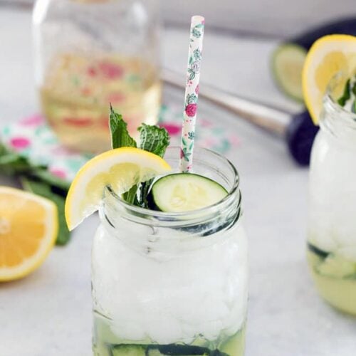 Cucumber Collins -- A twist on the classic tom collins cocktail adds one simple ingredient: cucumber! This refreshing Cucumber Collins will quickly become your go-to summer cocktail | wearenotmartha.com