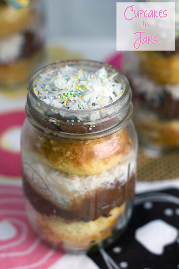 Cupcakes in Jars - You'll want to eat this Coconut Chocolate Buttercream version with a spoon! | wearenotmartha.com