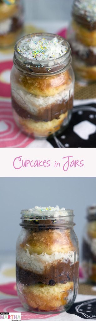 Cupcakes in Jars - You'll want to eat this Coconut Chocolate Buttercream version with a spoon! | wearenotmartha.com