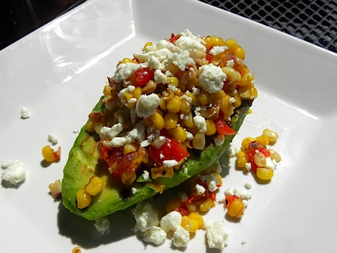 Grilled Avocado with Tomato and Corn Salsa