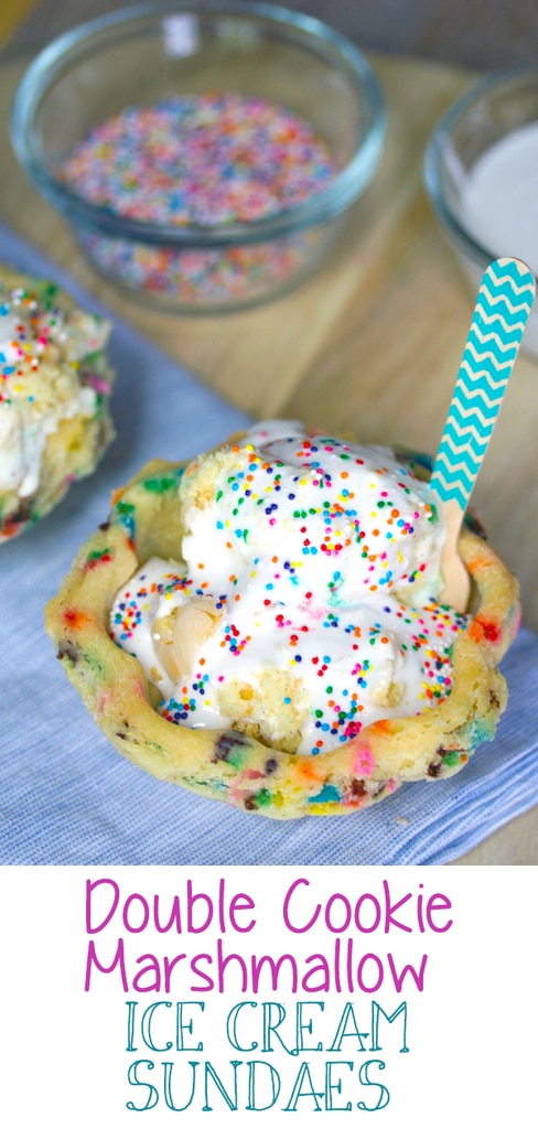 Double Cookie Marshmallow Ice Cream Sundaes {in Cookie Bowls}