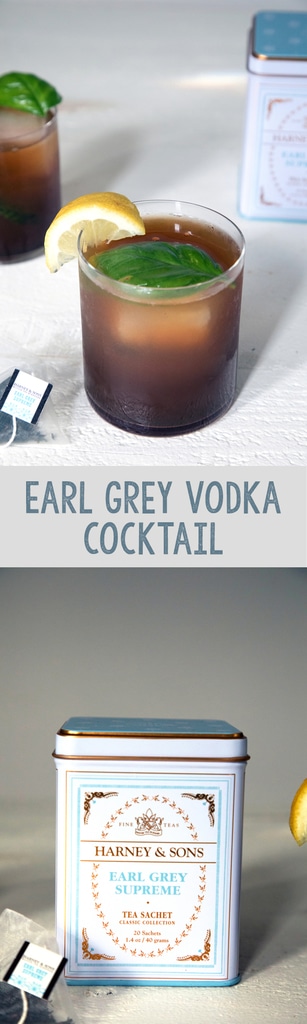 Earl Grey Vodka Cocktail -- This cocktail mixes tea-infused vodka with cranberry juice, lemon juice, and smashed basil for a simultaneously refreshing and warming drink | wearenotmartha.com