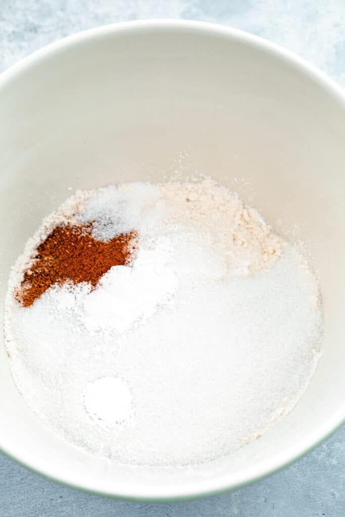 Flour and spices in a mixing bowl