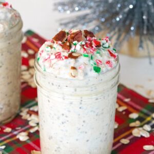 Eggnog Overnight Oats -- Eggnog season is short lived, so you better fit it in while you can! These Eggnog Overnight Oats give you the perfect excuse to indulge in eggnog for breakfast | wearenotmartha.com