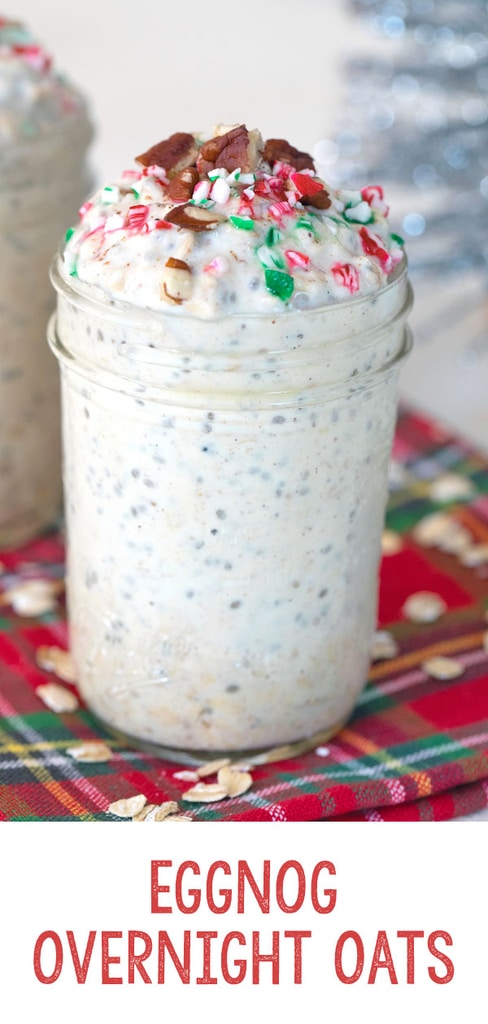 Eggnog Overnight Oats -- Eggnog season is short lived, so you better get your fill of it while you can! These Eggnog Overnight Oats give you the perfect excuse to indulge in eggnog for breakfast | wearenotmartha.com