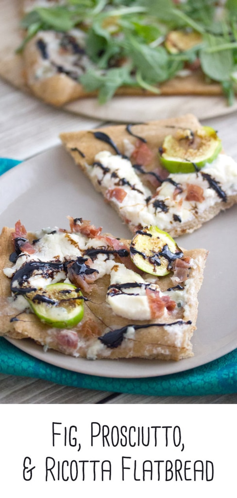 Fig, Prosciutto, and Ricotta Flatbread -- Don't let summer pass by without taking advantage of fresh figs. This Fig, Prosciutto, and Ricotta Flatbread is packed with flavor and is the perfect combination of salty and sweet | wearenotmartha.com #flatbread #pizza #figs #prosciutto #ricotta