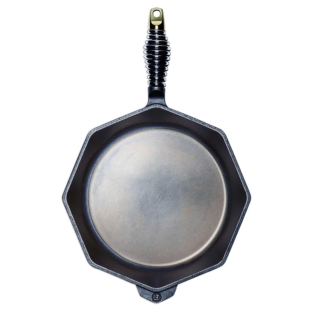 Overhead view of Finex cast iron skillet