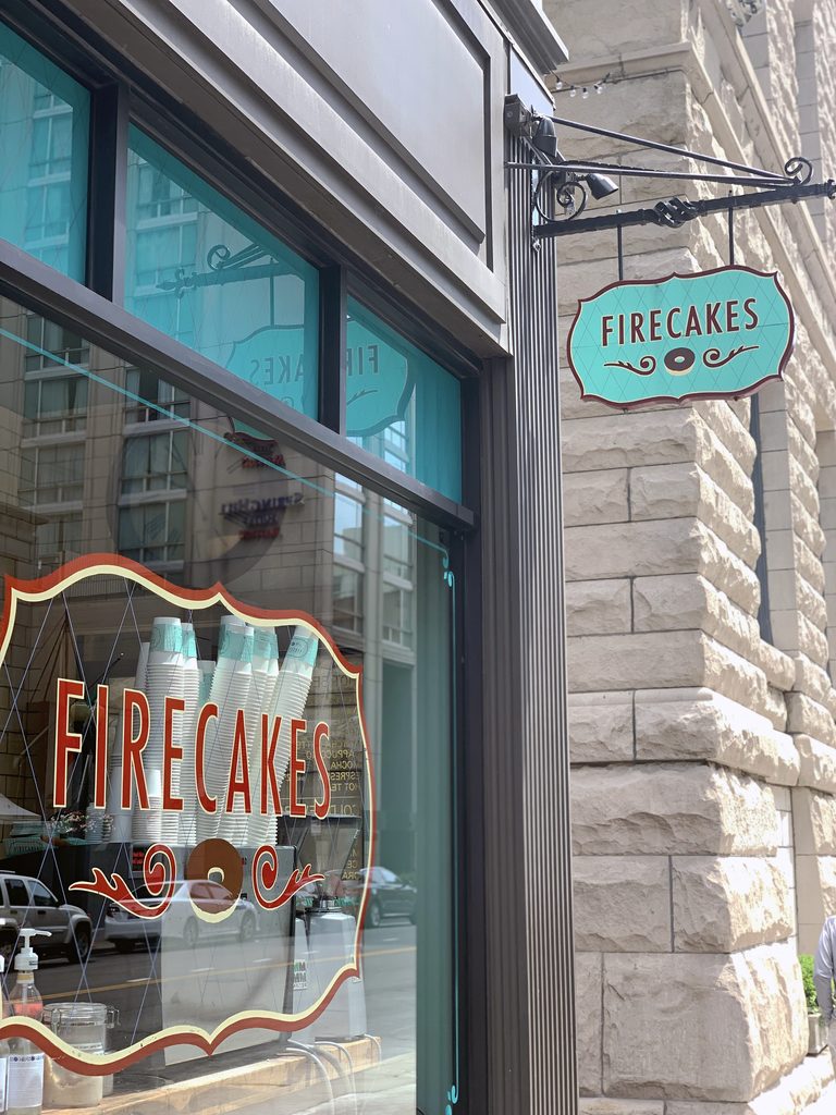 View outside of Firecakes shop in Chicago's West Loop