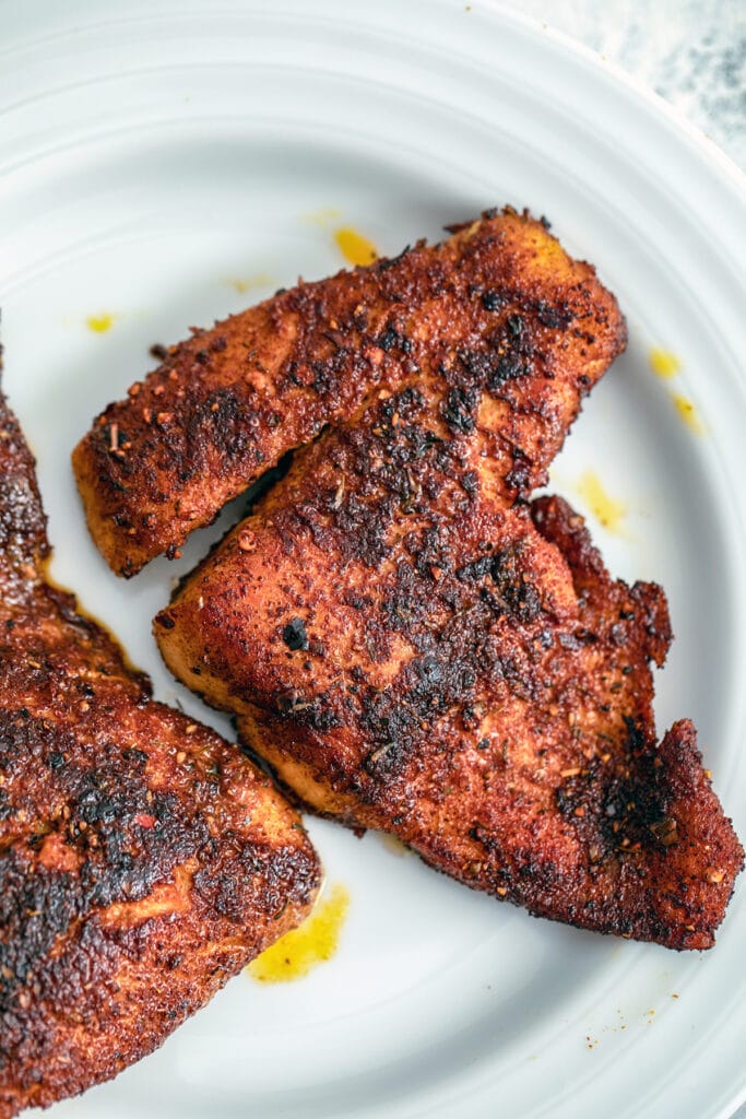 Blackened barramundi fish with cajun spices