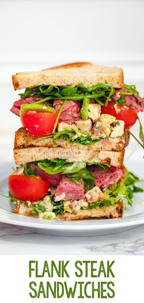 Flank Steak Sandwiches -- Got leftover flank steak? Make these Flank Steak Sandwiches with arugula, tomato, avocado, and gorgonzola. In fact, you might find yourself cooking flank steak just to make these sandwiches | wearenotmartha.com