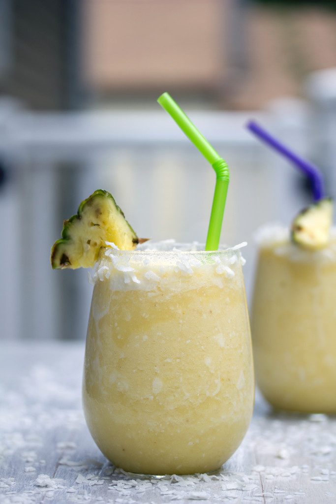 Frozen Pineapple Coconut Margarita -- A frosty summer cocktail with tequila | wearenotmartha.com