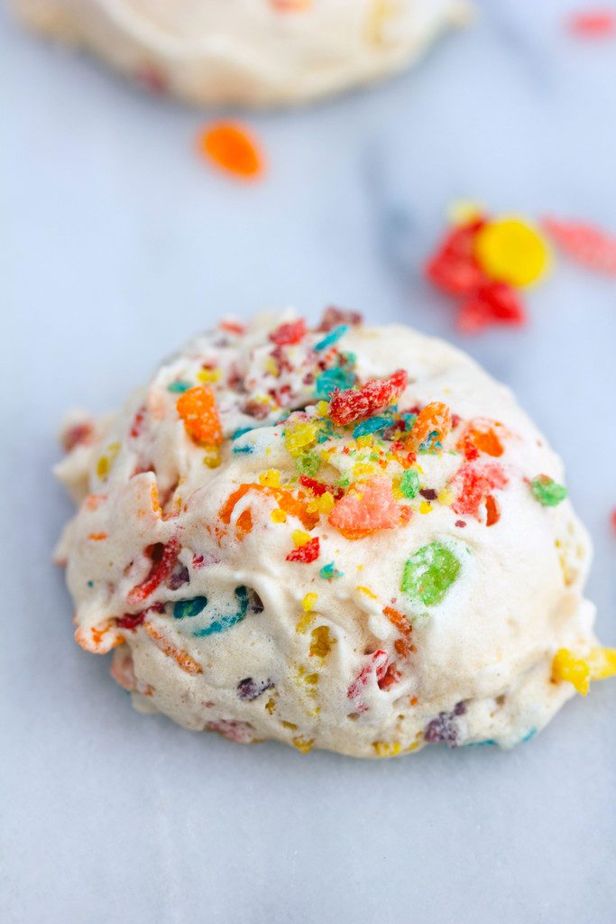 Fruity Pebbles Meringues -- Perfect little colorful clouds that are super easy to make! | wearenotmartha.com