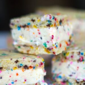 Funfetti Ice Cream Sandwiches -- These ice cream sandwiches are 100% homemade, from the funfetti ice cream to the cookies. You'll want to keep your freezer stocked all year round | wearenotmartha.com