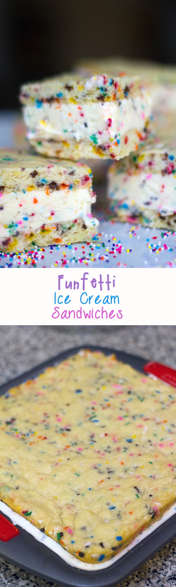 Funfetti Ice Cream Sandwiches -- These ice cream sandwiches are 100% homemade, from the funfetti ice cream to the cookies. You'll want to keep your freezer stocked all year round | wearenotmartha.com
