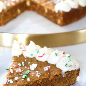 Gingerbread Cookie Cake -- Instead of making gingerbread cookies this holiday season, make a gingerbread cookie cake! It's easy to make and fun to decorate... Plus, you can cut yourself a nice big slice of it! | wearenotmartha.com