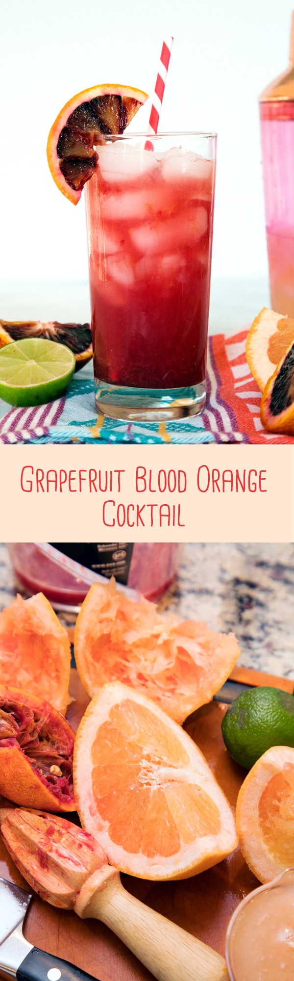 Grapefruit Blood Orange Cocktail -- Winter citrus fruits make this a stunningly colorful and delicious drink. It's both refreshing and warming at the same time | wearenotmartha.com