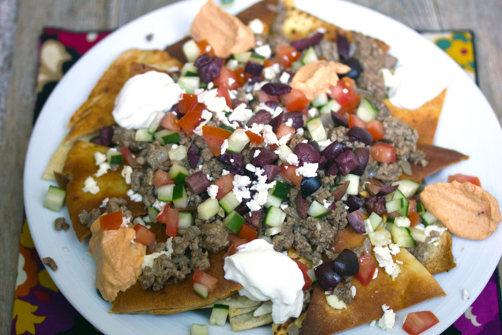 Greek Nachos with Ground Lamb