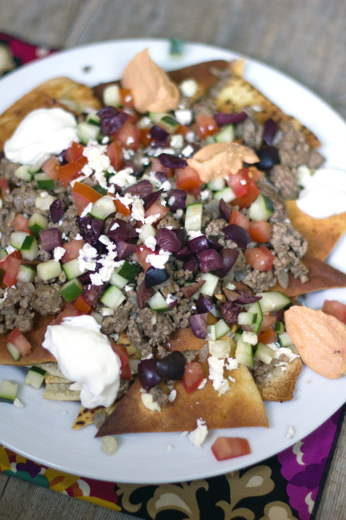 Greek Nachos with Ground Lamb