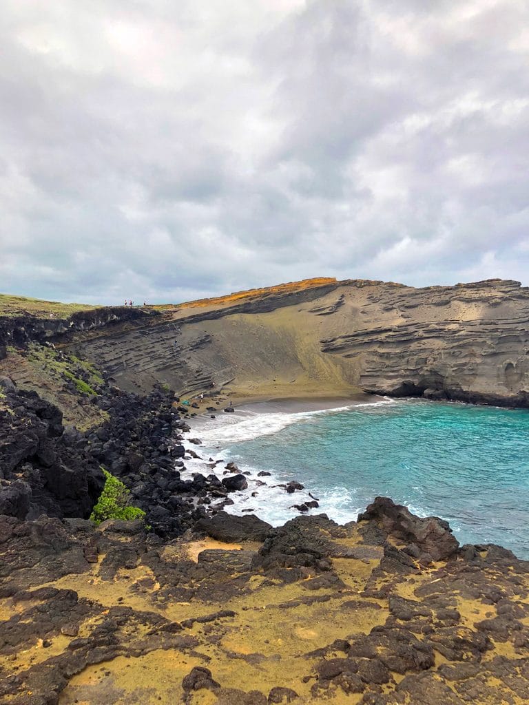 View from the top of Papakolea, the Green Sand Beach in Kona on the Big Island of Hawaii