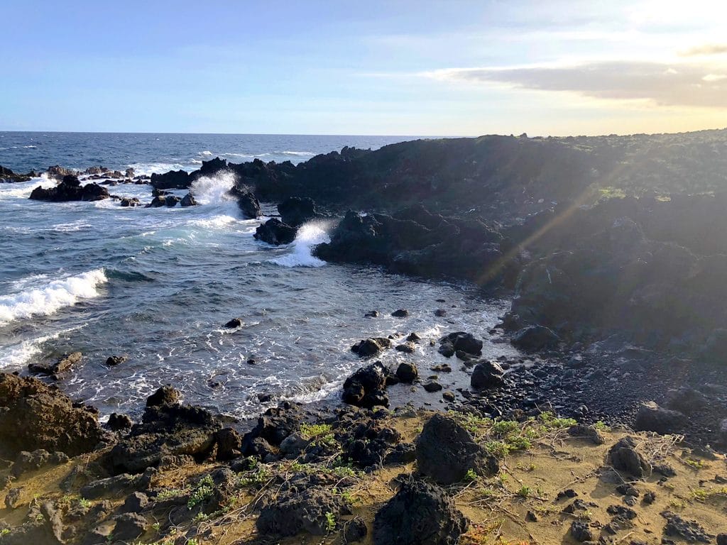 View along the hike from Papakolea, the Green Sand Beach in Kona on the Big Island of Hawaii