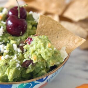 Grilled Guacamole with Cherries and Habaneros -- Grill your avocados before turning them into guacamole! | wearenotmartha.com