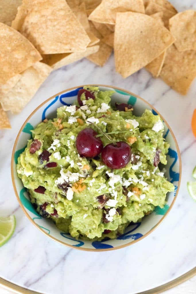 Grilled Guacamole with Cherries and Habaneros -- Grill your avocados before turning them into guacamole! | wearenotmartha.com