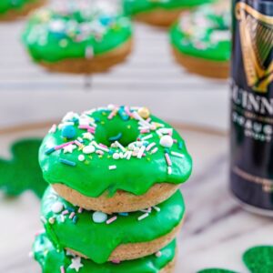 Guinness Doughnuts with Irish Whiskey Frosting -- These Guinness Doughnuts with Irish Whiskey Frosting are incredibly moist and perfectly potent, making for a superb St. Patrick's Day celebration | wearenotmartha.com