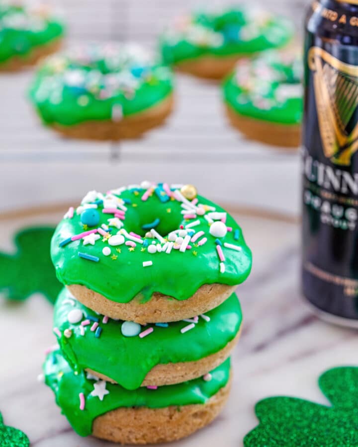 Guinness Doughnuts with Irish Whiskey Frosting -- These Guinness Doughnuts with Irish Whiskey Frosting are incredibly moist and perfectly potent, making for a superb St. Patrick's Day celebration | wearenotmartha.com