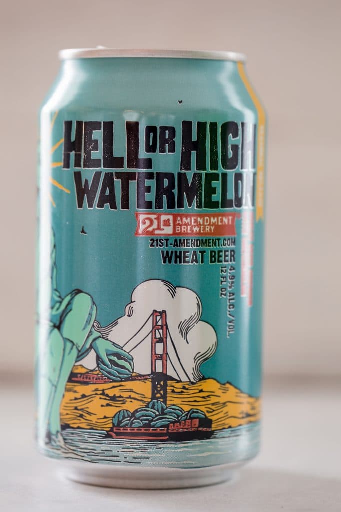 Can of 21st Amendment's Hell or High Watermelon beer