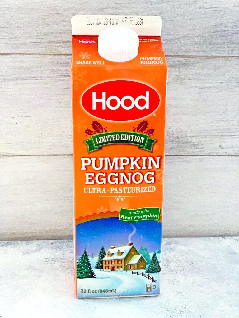 Head-on view of carton of Hood Pumpkin Eggnog