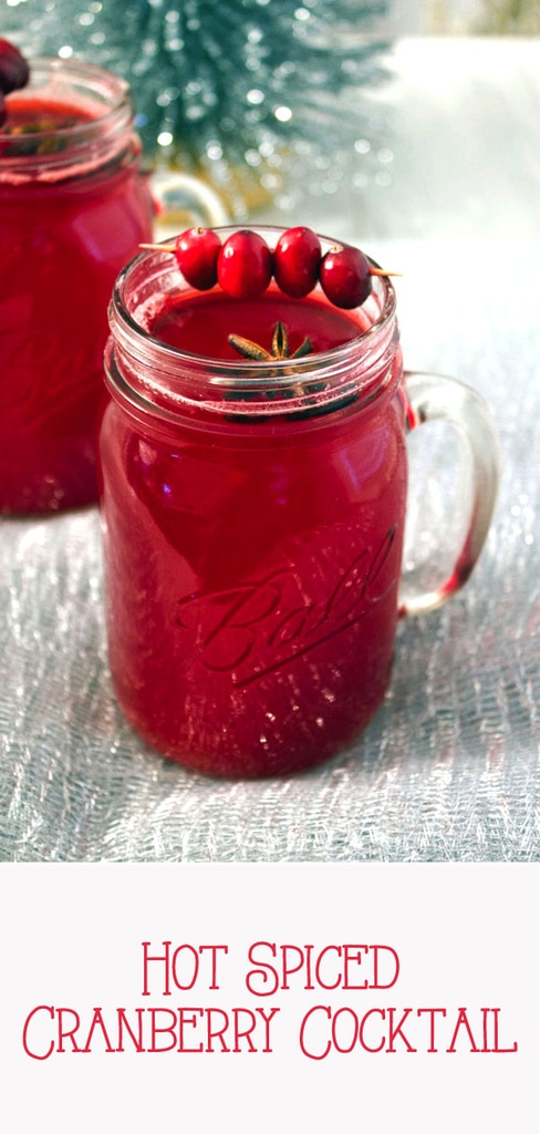 Hot Spiced Cranberry Cocktail -- Baby, it's cold outside. And you should be drinking your cranberry cocktail warm with plenty of seasonal spices and vodka. This is the perfect holiday drink and will warm you right up | wearenotmartha.com #cocktails #cranberries #vodka #holidays #christmas