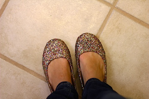 DIY Glitter Flats -- Get crafty by glittering your shoes for cheap! | wearenotmartha.com